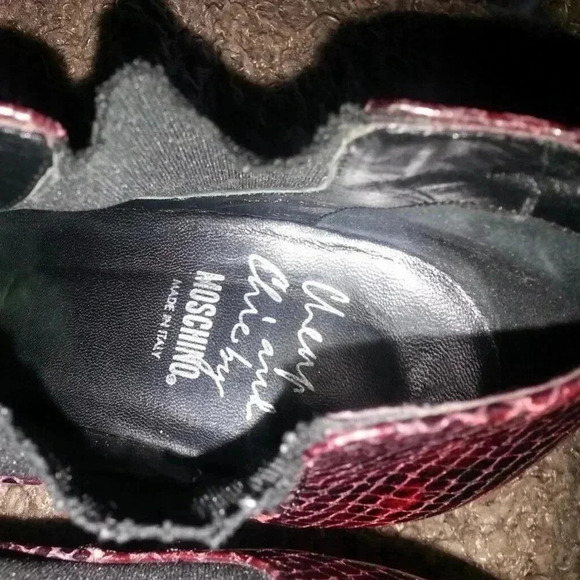 MOSCHINO CHEAP AND CHIC-Ankle Boots/Booties-Red Leather Snakeskin-Size 36.5-EX - Picture 6 of 7